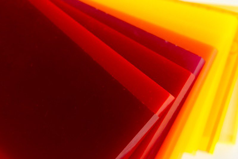 Orange, yellow, and red-colored acrylic glass