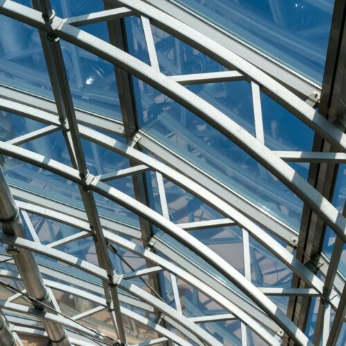 A ceiling of a building made with polycarbonate glass